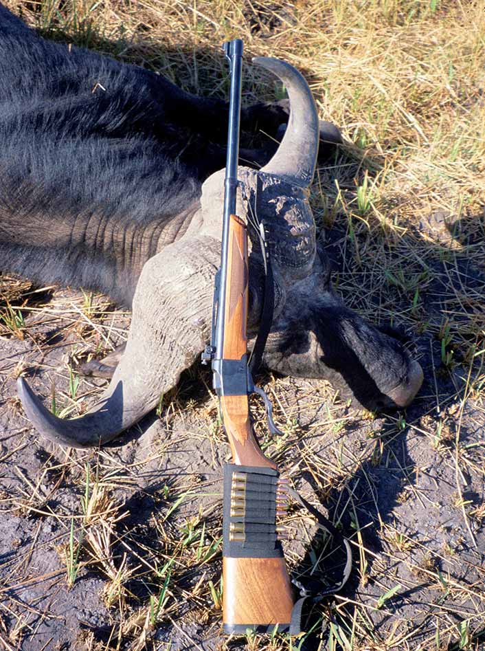 Cape buffalo can be killed with single-shot rifles, though it requires putting the single bullet in the right place. Luckily, buffalo have large “vital areas,” and are mostly shot at less than 100 yards.