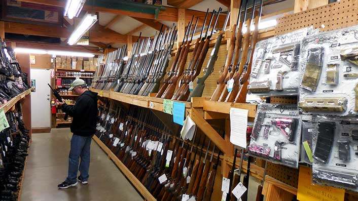 Just one of the many long-gun aisles at Whittaker Guns.